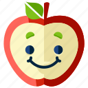 apple, emoji, emoticon, food, fruit, smiley