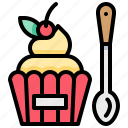 bakery, cake, cupcake, dessert, spoon