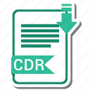 cdr, document, extension, folder, paper