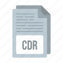 cdr, cdr icon, document, extensiom, file, format