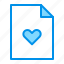 document, favourite, file, heart 