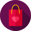 bag, fashion, heart, love, package, shopping, shopping bag