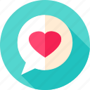 bubble, chat, heart, love, message, speech