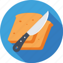 bread, butter, food, knife, toast