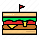 sandwich, breakfast, cheese, flag