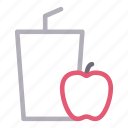 apple, beverage, drink, juice, straw