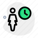 time, single woman, clock, delay