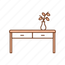 flower, furniture, household, interior, table, vase