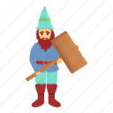 garden, gnome, hammer, adult