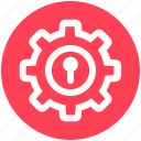 cogwheel, gear, lock, protection, security, setting, setup