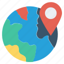 globe, international, location, map pin, pin, way, world