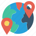 globe, international, location, map pin, pin, way, world