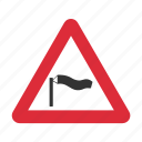 caution, danger, side wind, traffic sign, warning, warning sign