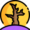 dry, halloween, moon, night, party, tree