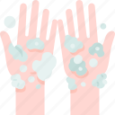 hand, bubbles, soap, wash, hygiene