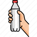 hand, holding, bottle, water