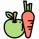 apple, carrot, food, fruit, vegetable