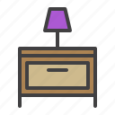 nightstand, lamp, table, bedroom