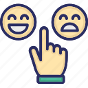 hand, happy, rating, select, unhappy