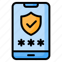 mobile, phone, smartphone, password, shield, security, protection