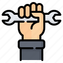 wrench, hand, fist, worker, protest, labour day, labor day