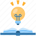 idea, creative, bulb, business, innovation, book, read