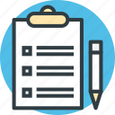 checklist, clipboard, document, pen, questionnaire icon