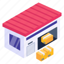 warehouse, storeroom, storehouse, depository, stockroom