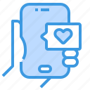 smartphone, heart, love, message, technology