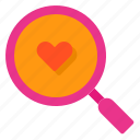 magnifying, glass, heart, search, find, love