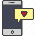 smartphone, heart, message, love