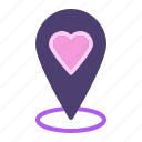 dating, heart, location, love, map pin