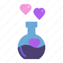 bottle, heart, love, perfume, potion