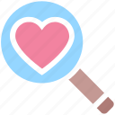 find, heart, love, magnifier, search, searching love, valentines