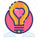 heart, idea, lightbulb, love, romantic, thought, valentine