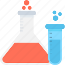 chemical, experiment, flask, laboratory, test tube