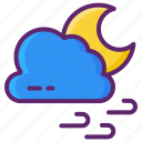 night, moon, cloud, weather