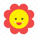 daisy, emoji, emoticon, face, flower, nature, smiley