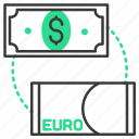 dollar, euro, exchange, finance, money