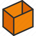 box, cardboard, isometric, open, package