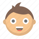 boy, child, emoji, face, happy, kid, young