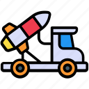 rocket truck, van, vehicle, transport, travel, car, missile