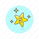 five, star, top, achievement, award, prize, reward