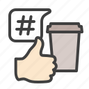 like, hashtag, coffee, social network, share