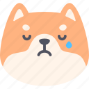 cry, dog, shiba inu, emoji, emotion, expression, face