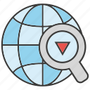 globe, gps, location, magnifier glass, search, tracking, world