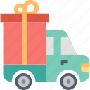 delivery, box, gift, present, shipping, transportation, truck