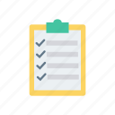 checklist, clipboard, document, page