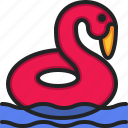 flamingo, rubber, ring, swim, pool, holidays