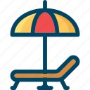 beach, chair, summer, umbrella